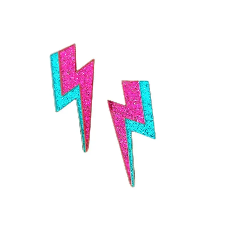 Aesthetic Glitter Lightning Acrylic Stud Earrings