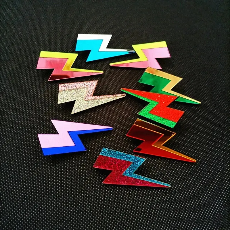 Aesthetic Glitter Lightning Acrylic Stud Earrings