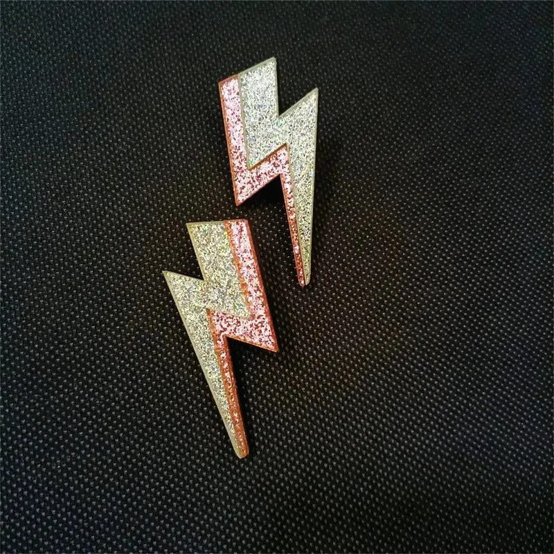 Aesthetic Glitter Lightning Acrylic Stud Earrings