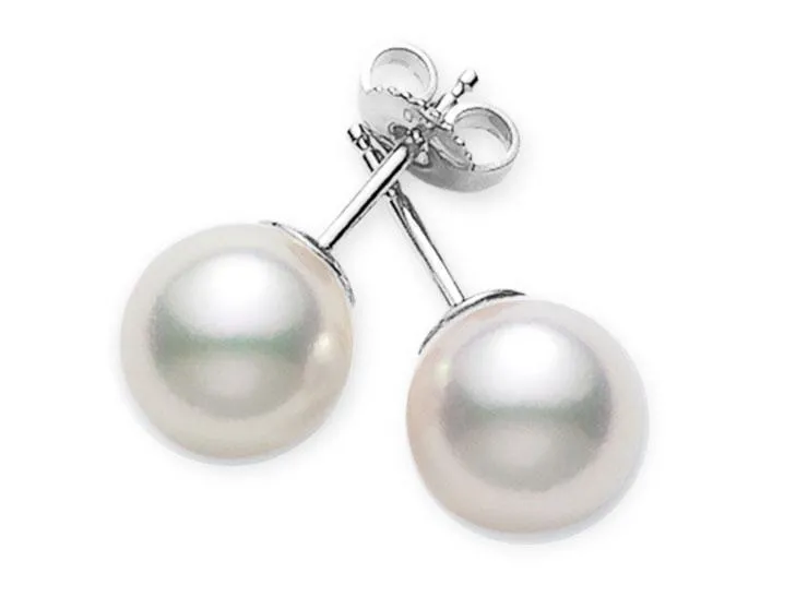 Akoya Pearl Stud Earrings AA 7.5x8mm