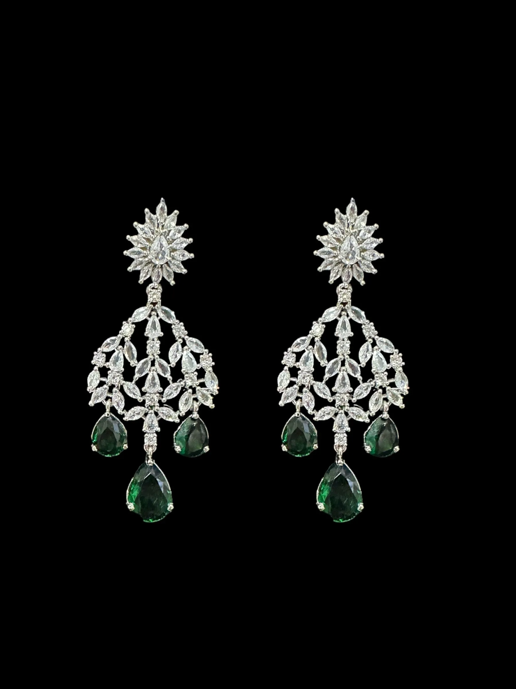 Alin bridal set in silver plating - green ( SHIPS IN 2 WEEKS )