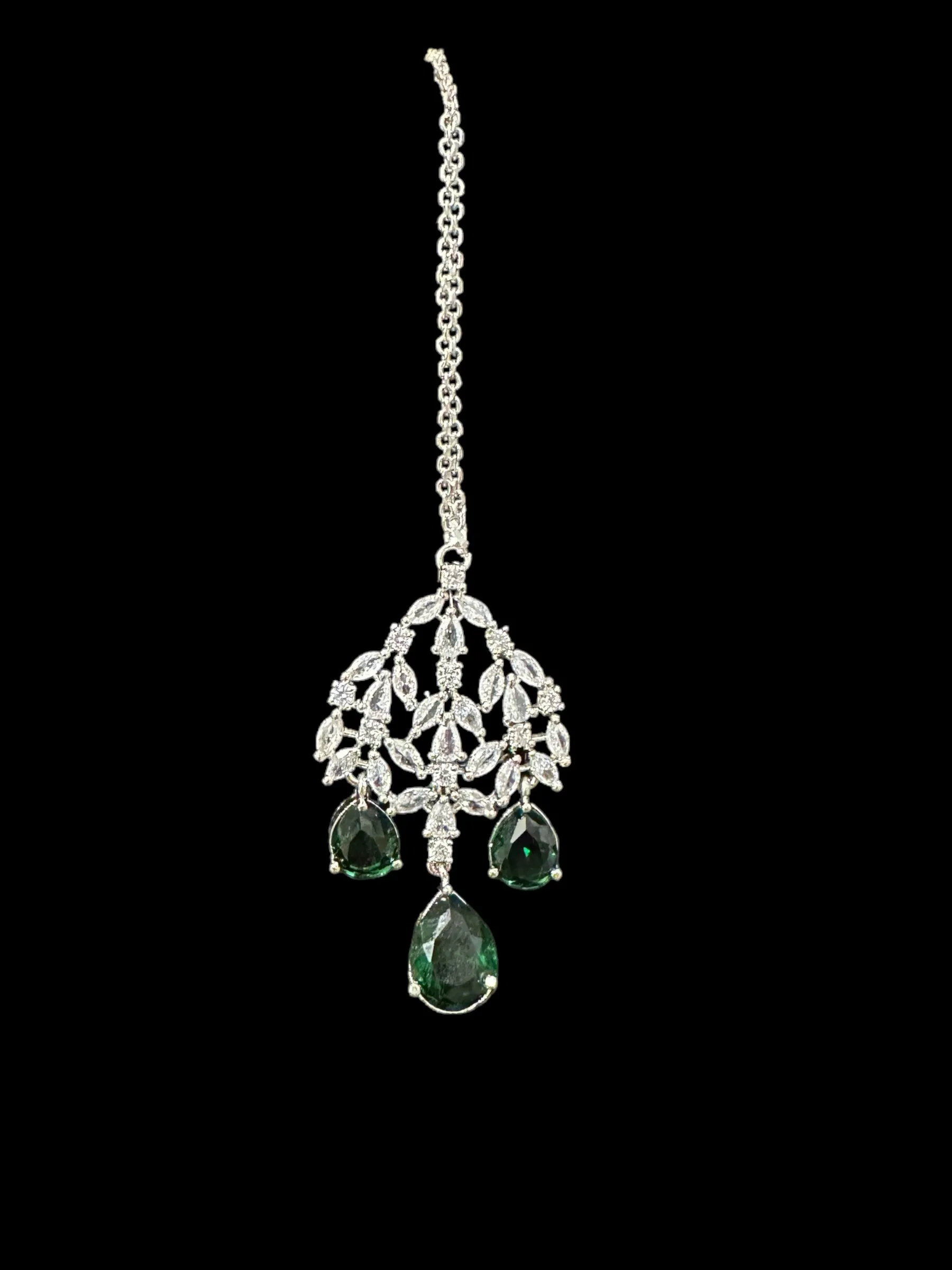 Alin bridal set in silver plating - green ( SHIPS IN 2 WEEKS )