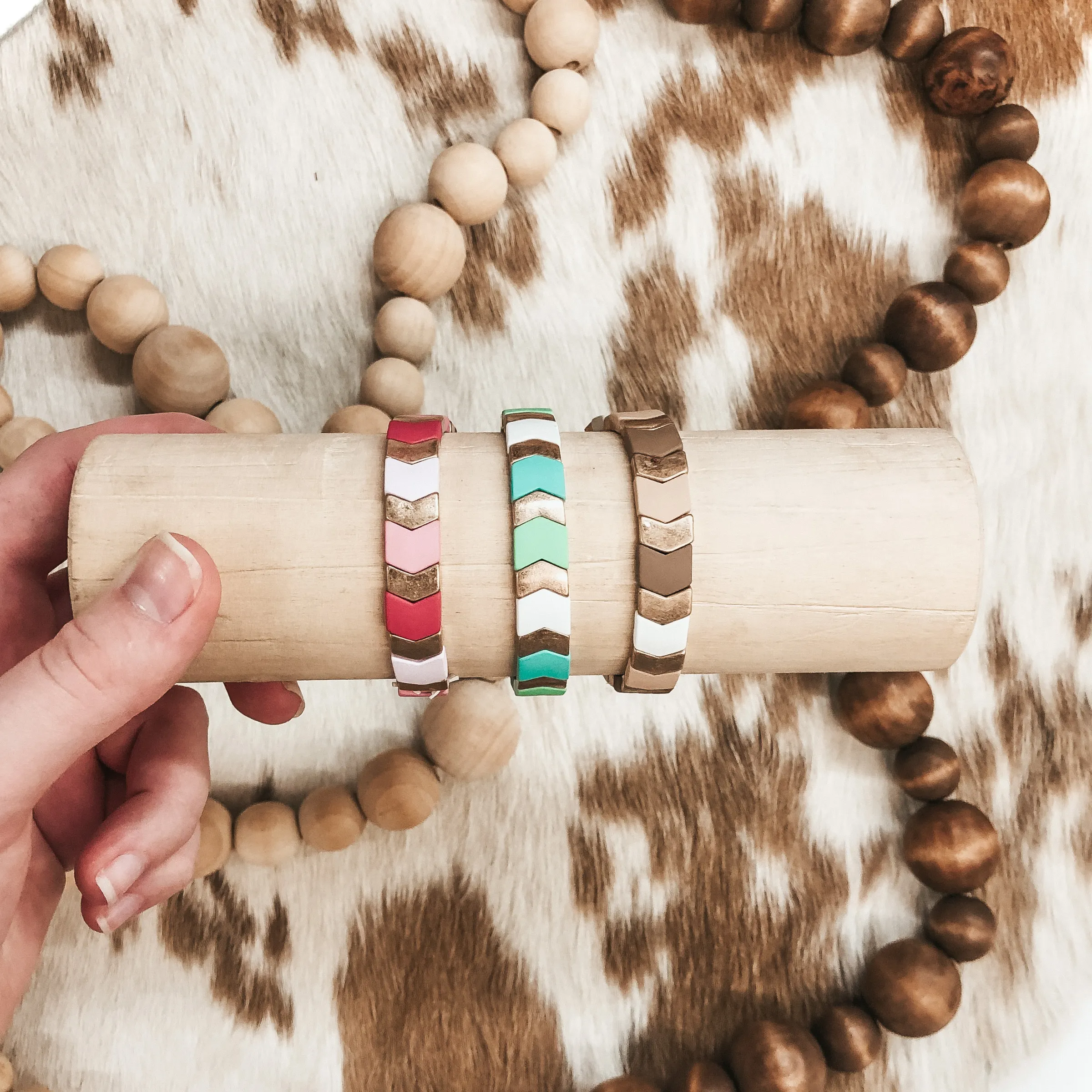 All About Matte Chevron Bracelet in Pinks