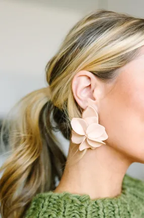 All For Fun Blush Pink Leather Flower Earring