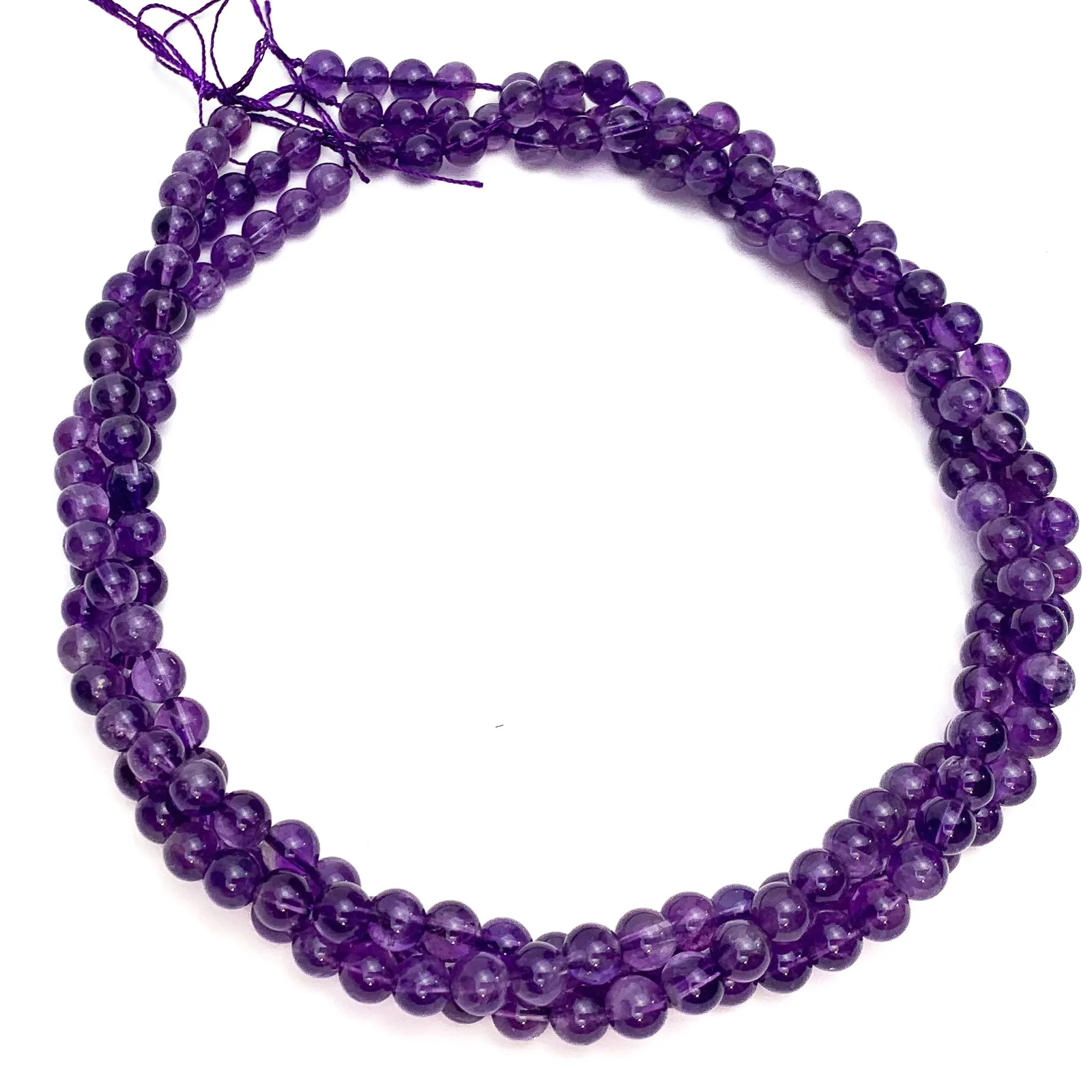 Amethyst 6mm Smooth Rounds Bead Strand