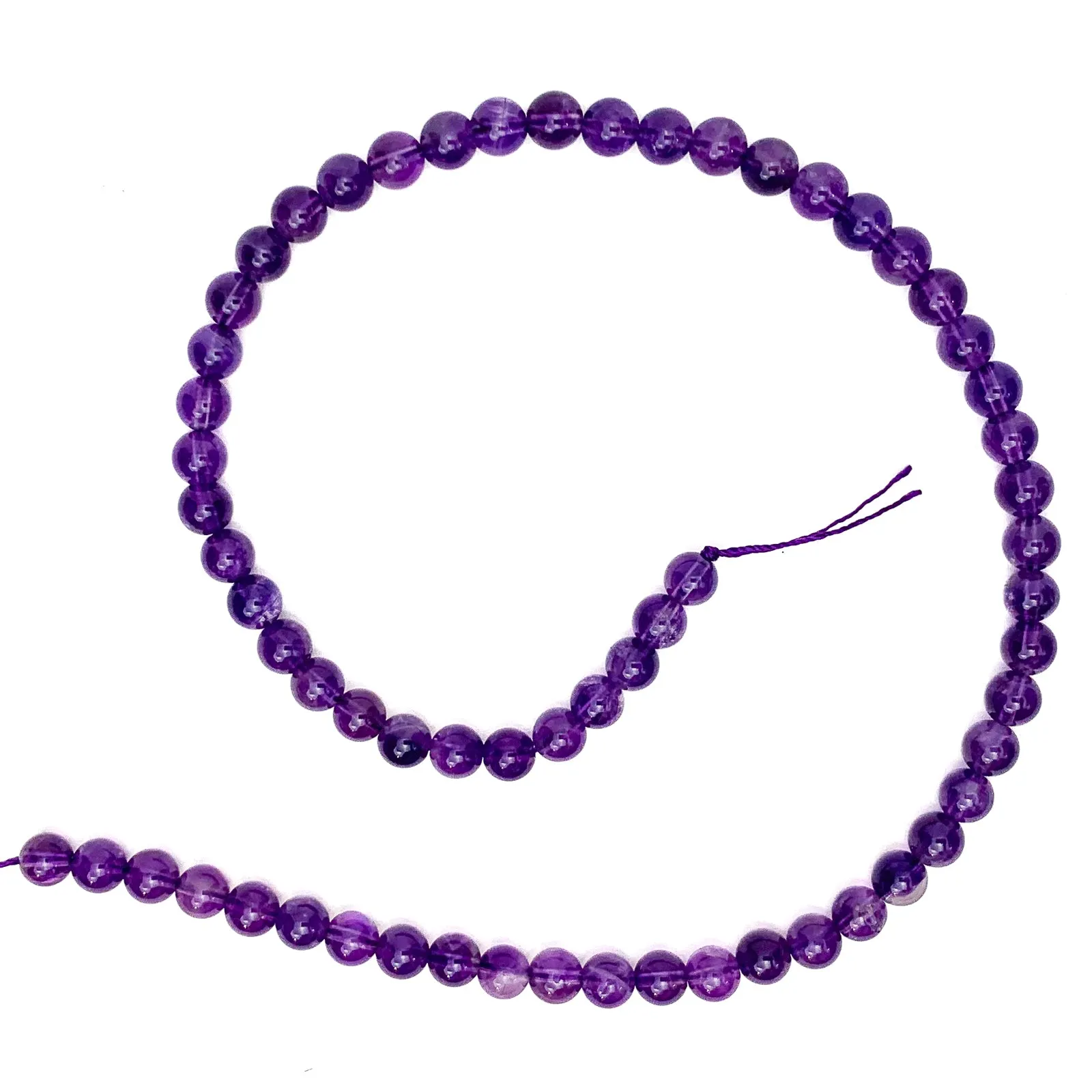 Amethyst 6mm Smooth Rounds Bead Strand