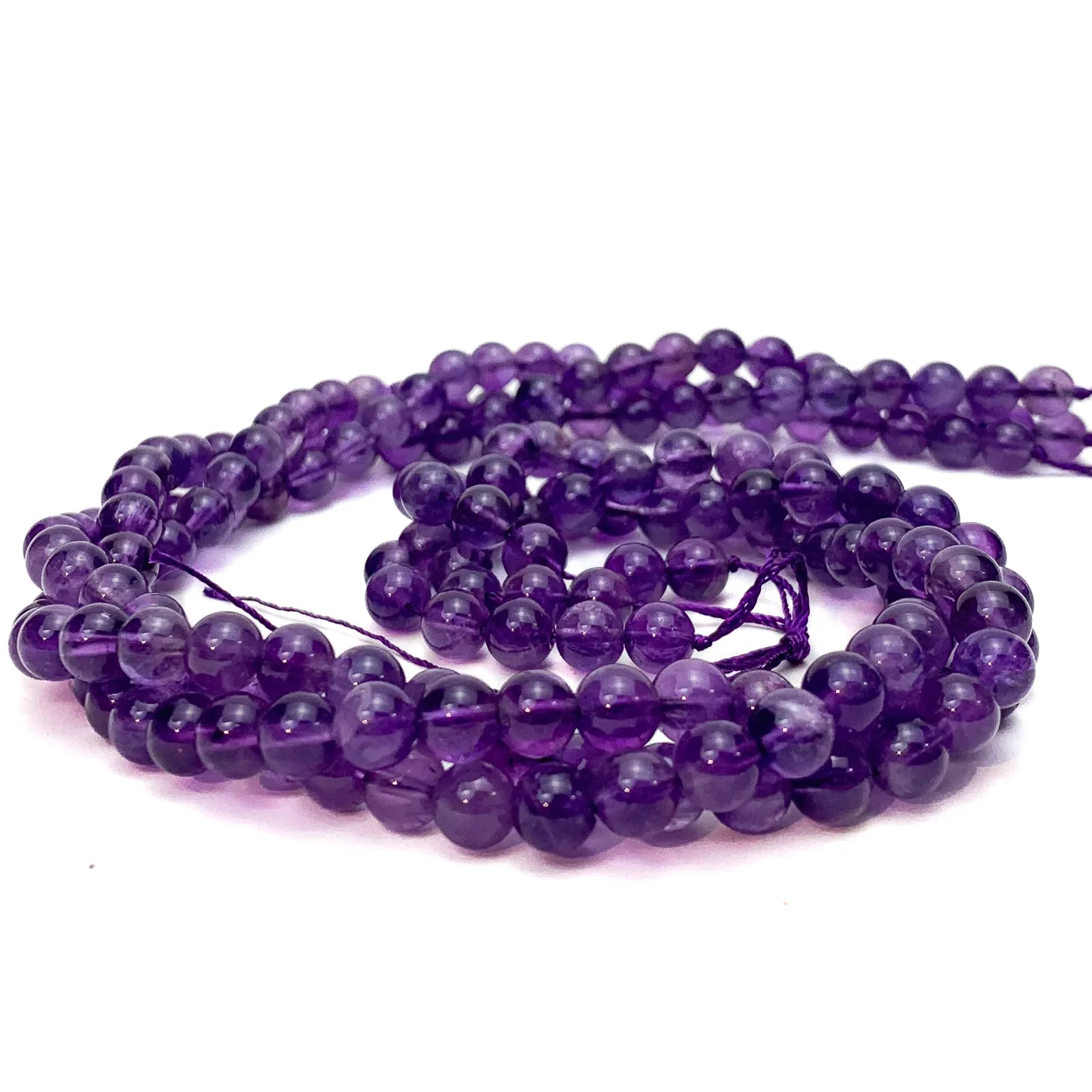 Amethyst 6mm Smooth Rounds Bead Strand