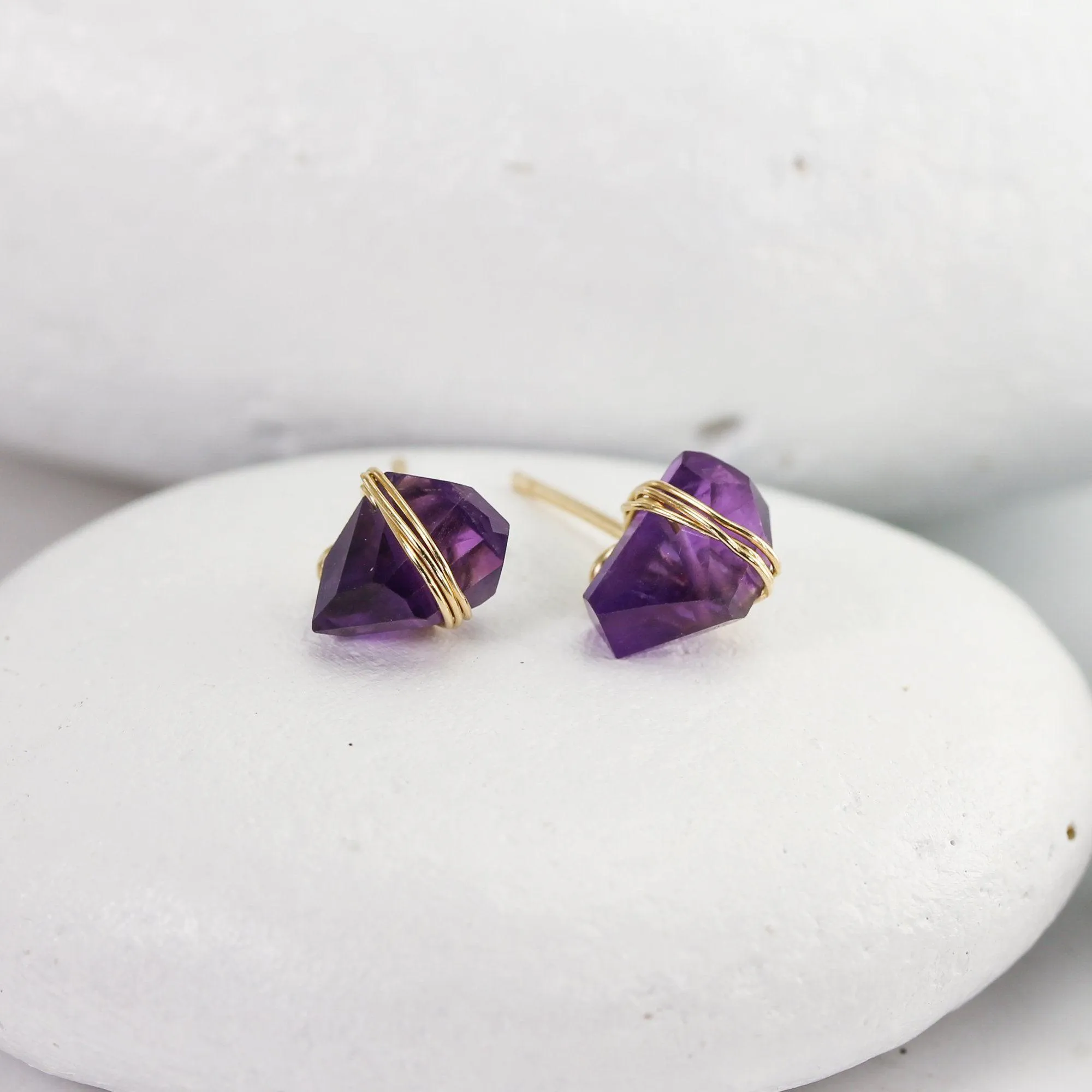 Amethyst Crystal Stud Earrings