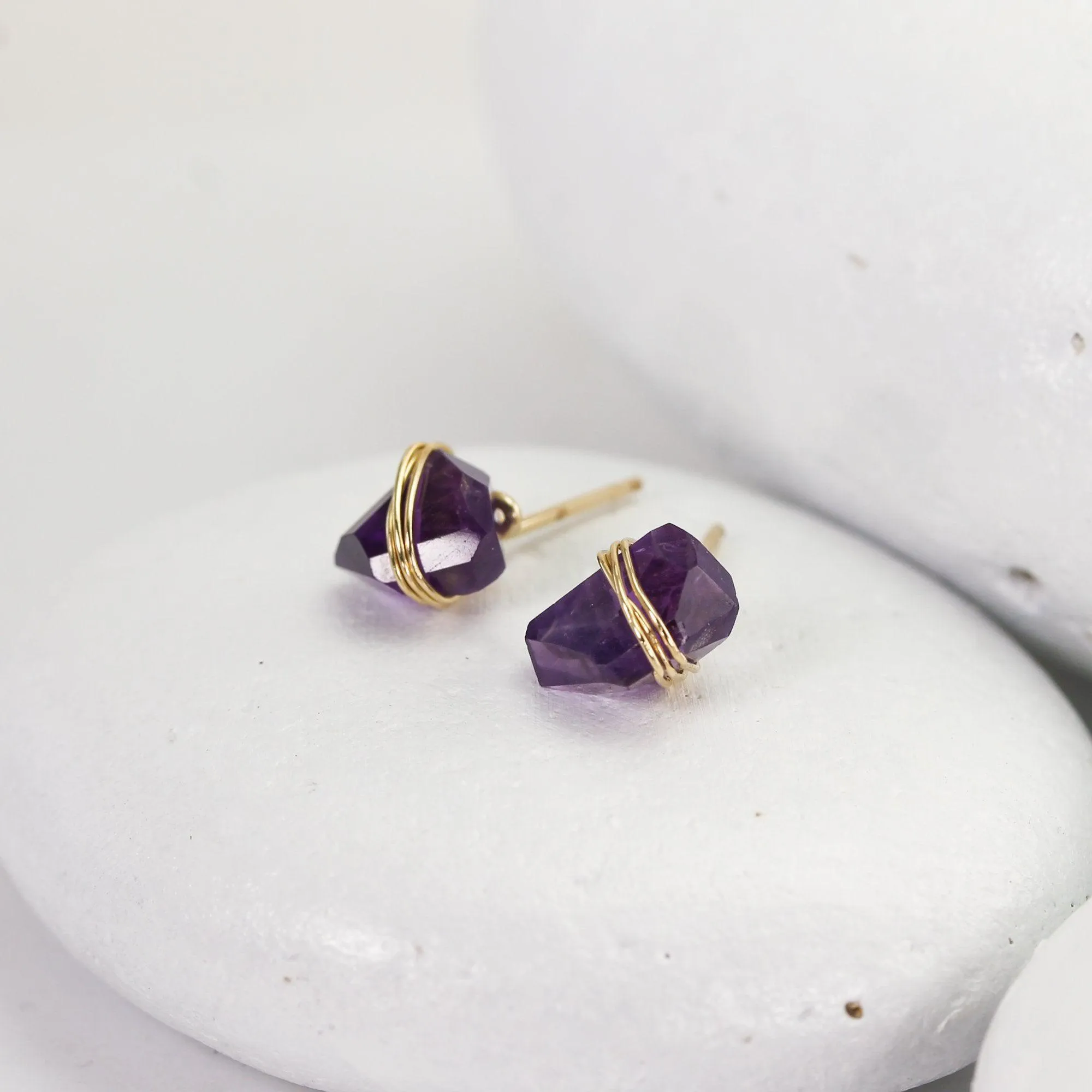 Amethyst Crystal Stud Earrings