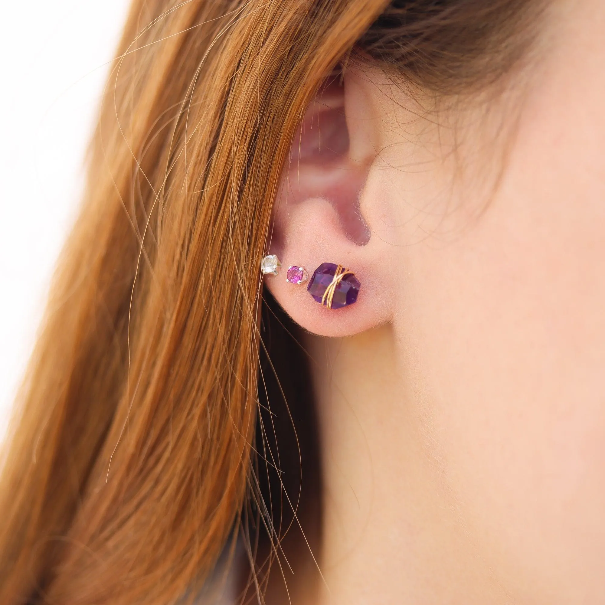 Amethyst Crystal Stud Earrings