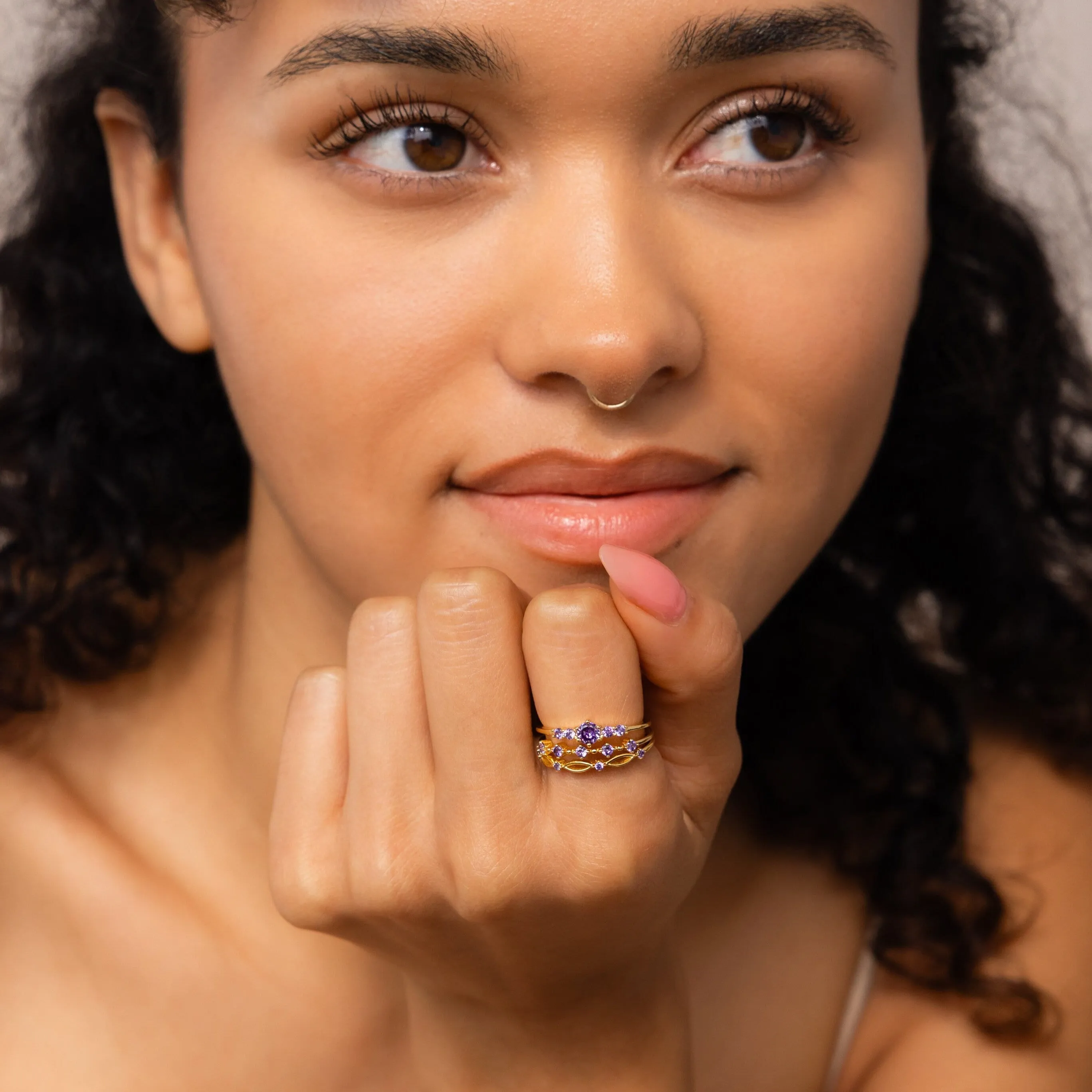 Amethyst Stacking Ring Set