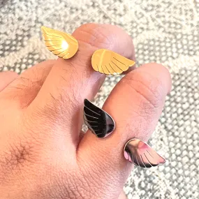 Adjustable Angel Wing Ring - Multiple Finishes Available