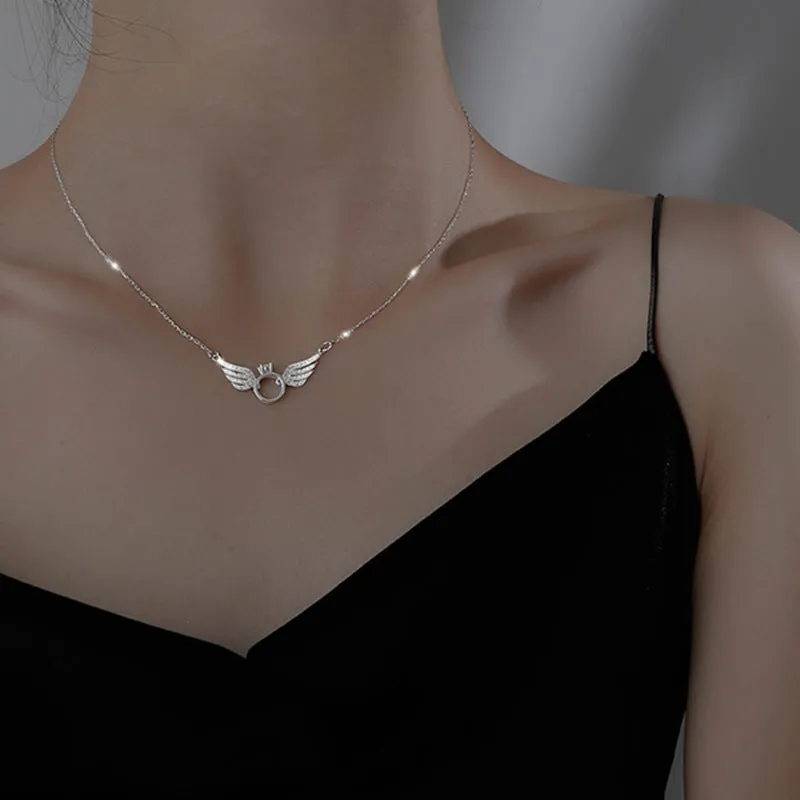 Angel Wings Silver Necklace - Christian Jewelry - Christian Gift