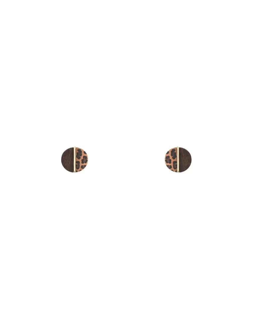 Animal Print Wood Stud Earrings