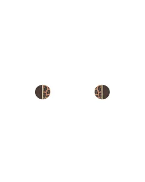 Animal Print Wood Stud Earrings