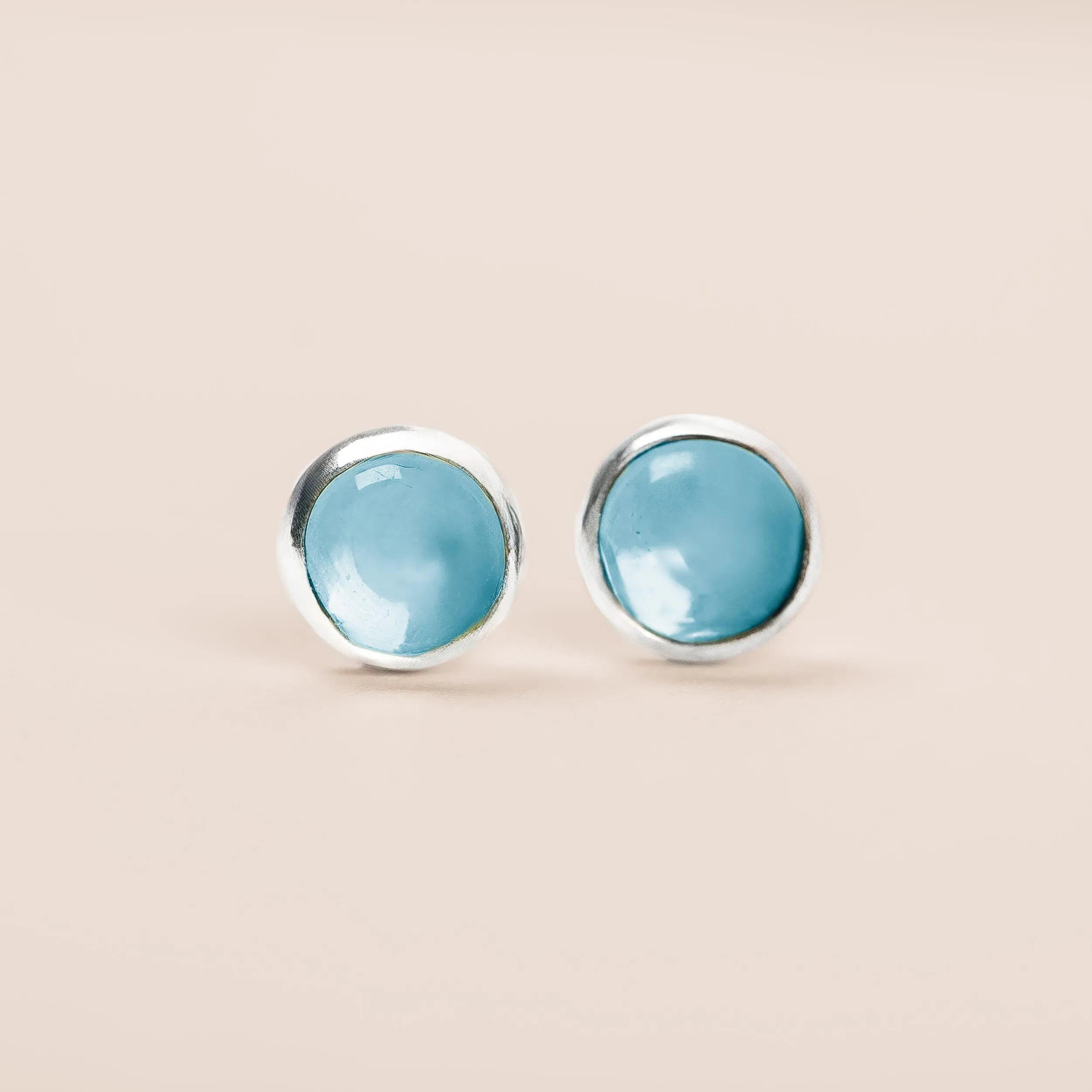 Aqua Blue Topaz Gemstone Stud Earrings