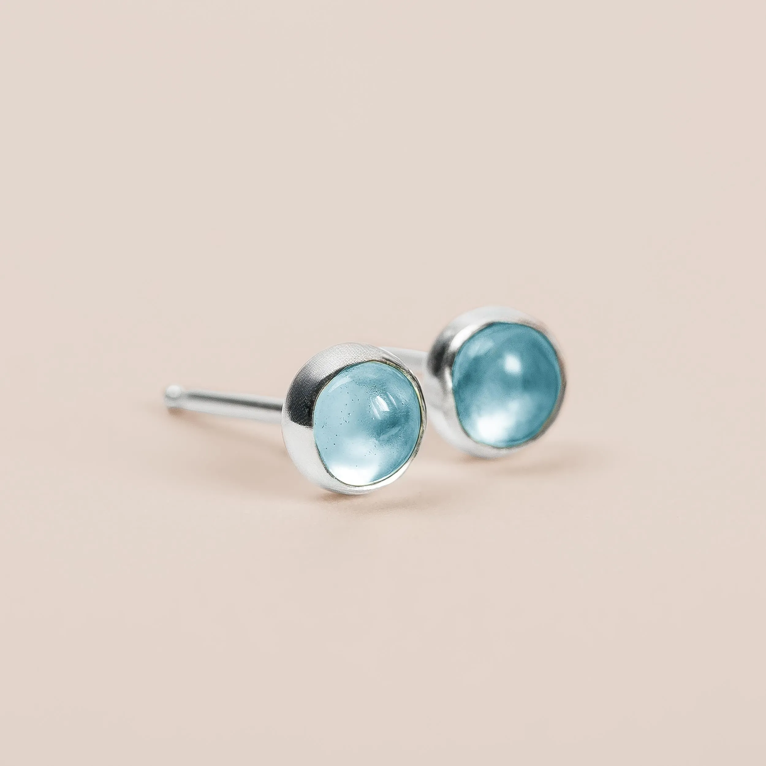 Aqua Blue Topaz Gemstone Stud Earrings