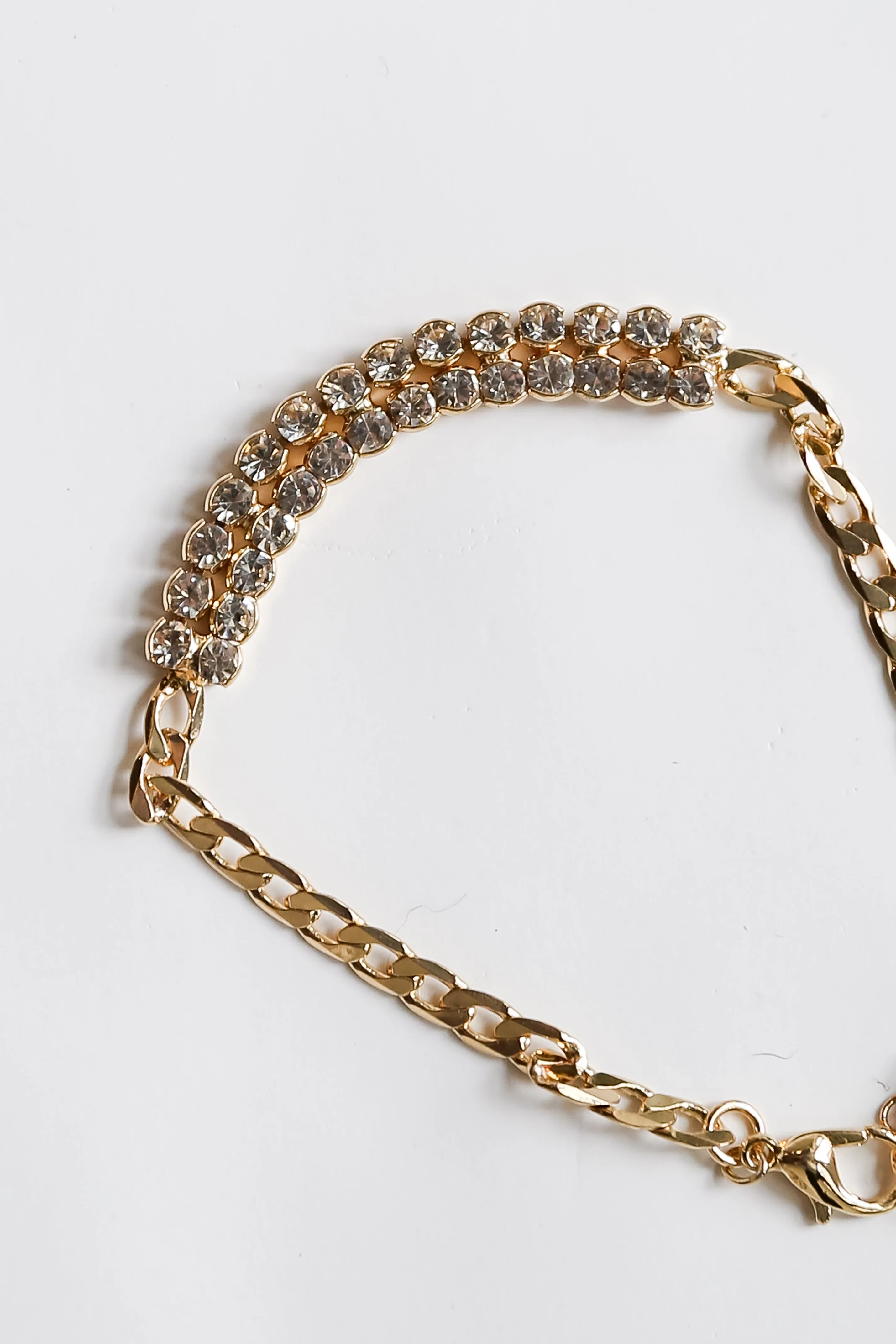 Aria Gold Rhinestone Chain Bracelet