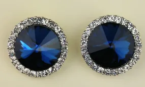 Ashley Collection post/stud sapphire blue rhinestone earrings