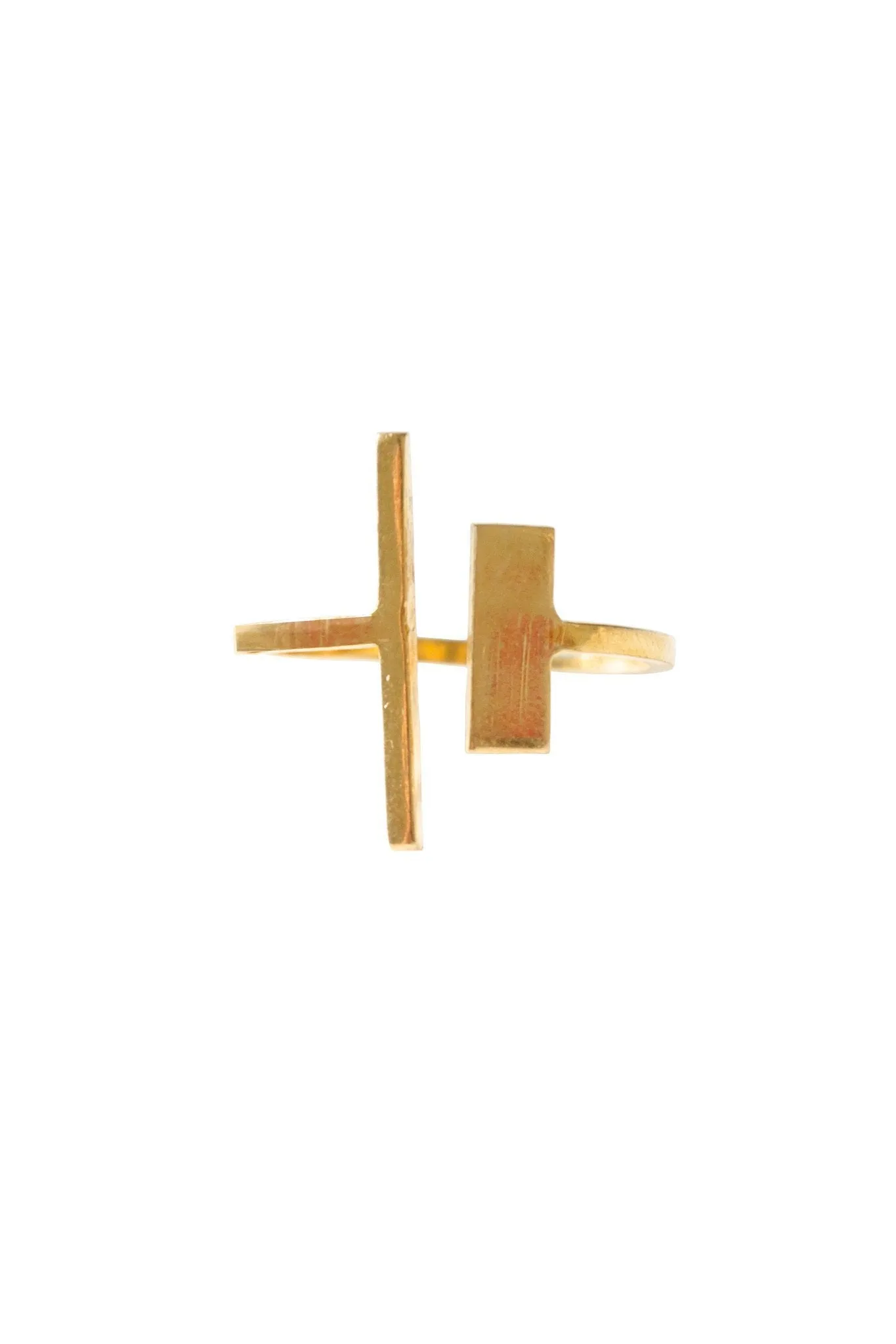 Asymmetrical Gold Bar Ring