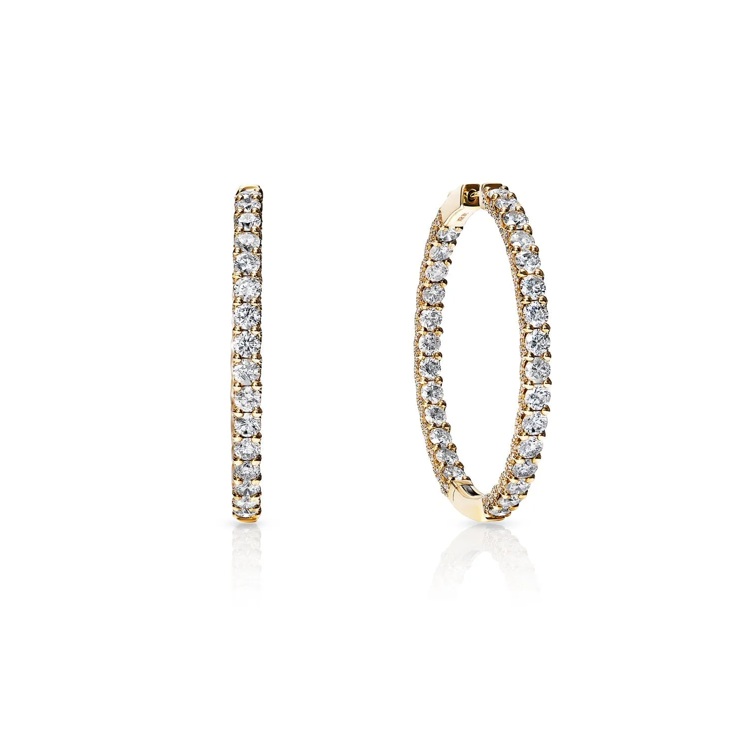 Avery 11 Carat Round Brilliant Diamond Hoop Earrings in 14 Karat Yellow Gold