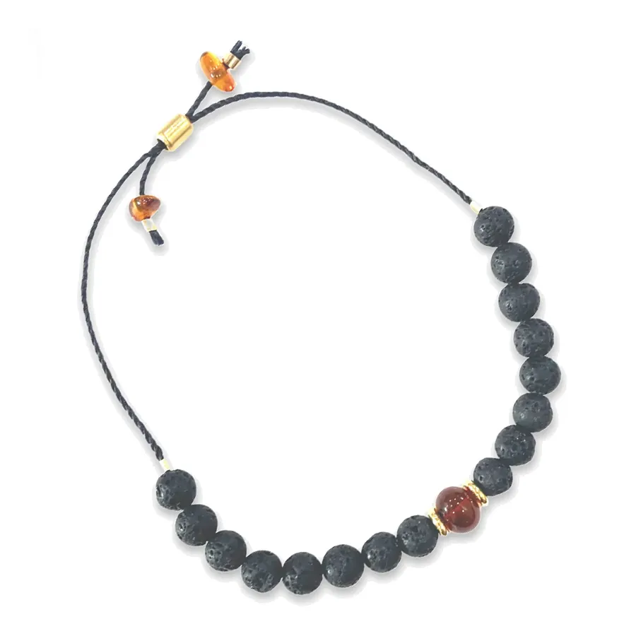 Baltic Amber & Lava Stone Bracelet