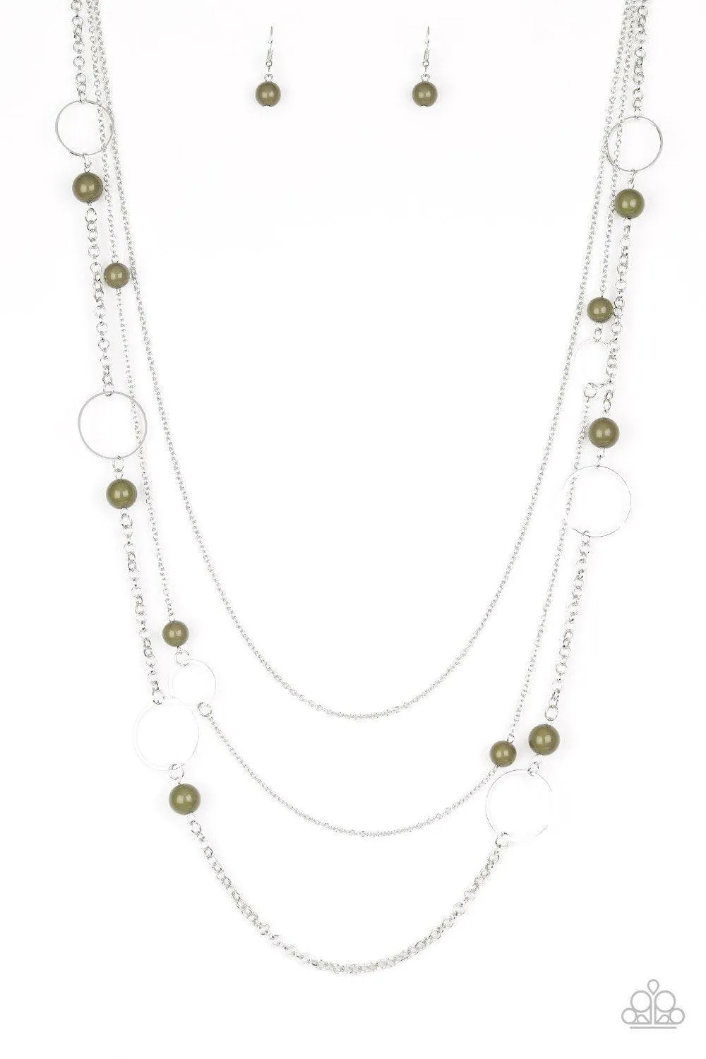 Beachside Babe Silver and Green Necklace - Paparazzi Accessories