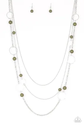 Beachside Babe Silver and Green Necklace - Paparazzi Accessories