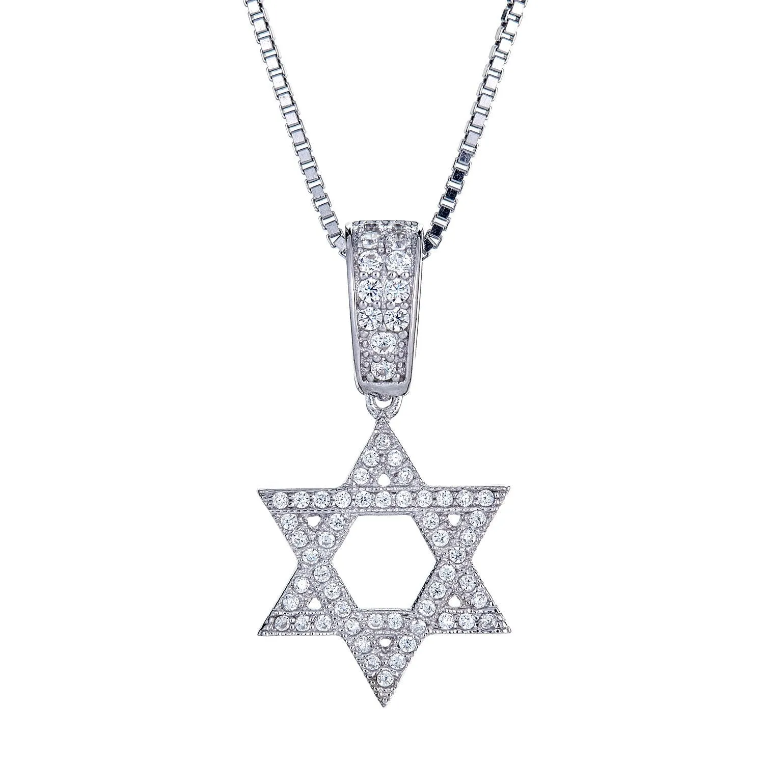 Better Jewelry 925 Sterling Silver Delicate Star of David Micro Pave Pendant with Chain (6 grams)