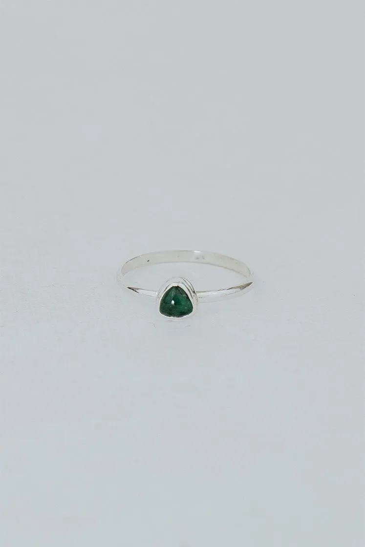 Bezel Set Triangle Emerald Ring