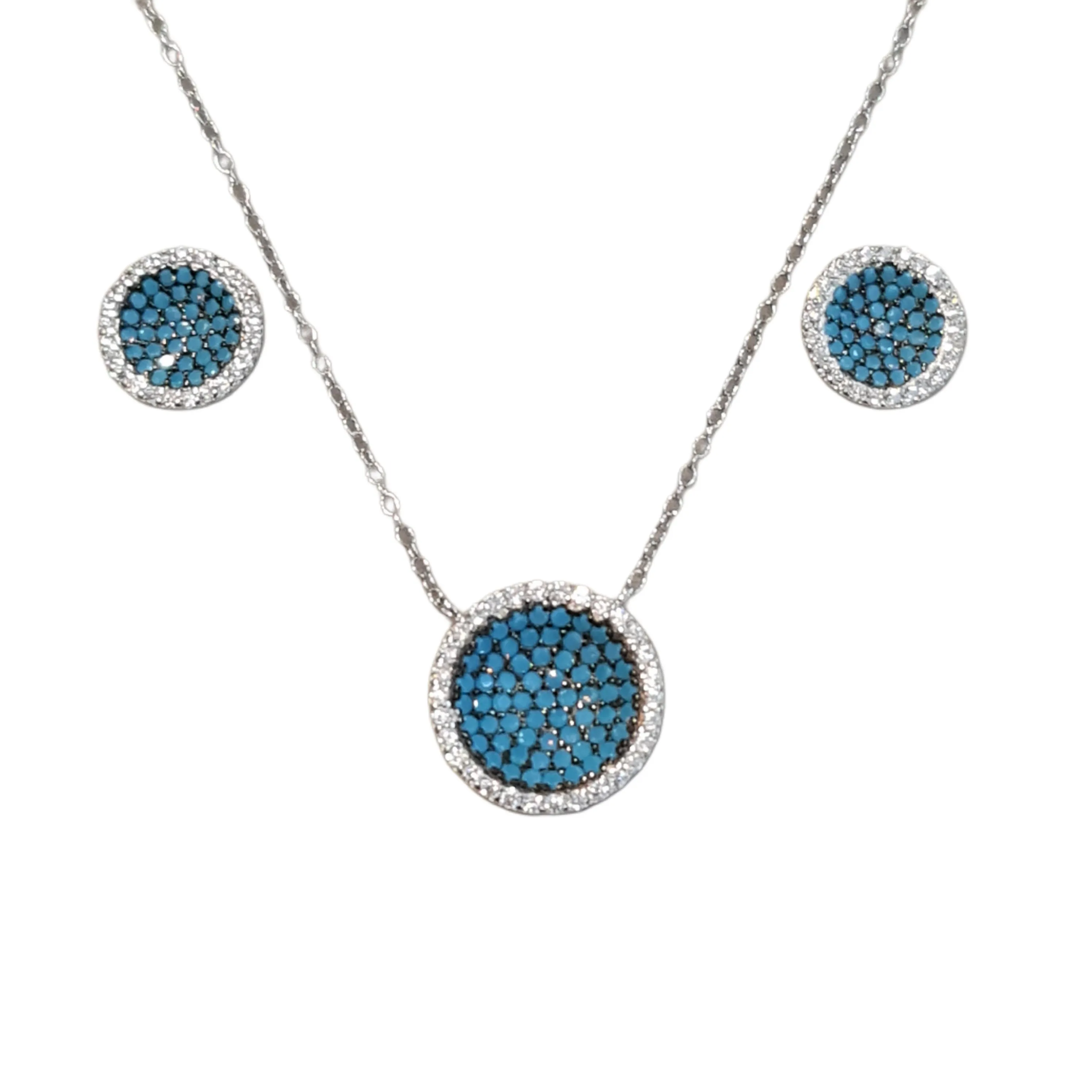 Bianca Blue necklace earring Silver set