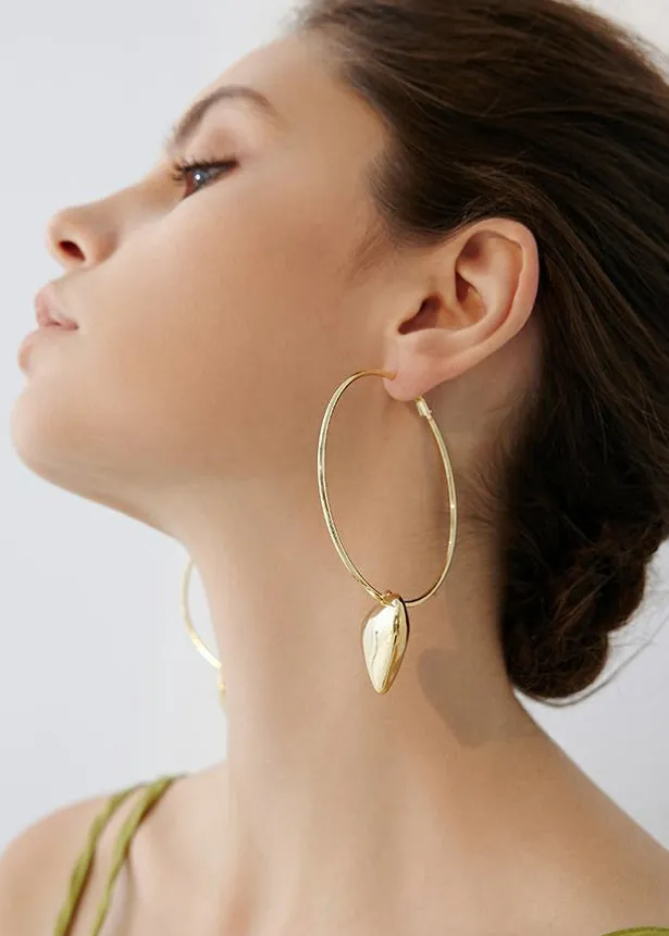 Big Circle Love Pendant Hoop Earrings