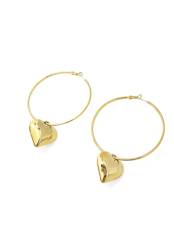 Big Circle Love Pendant Hoop Earrings