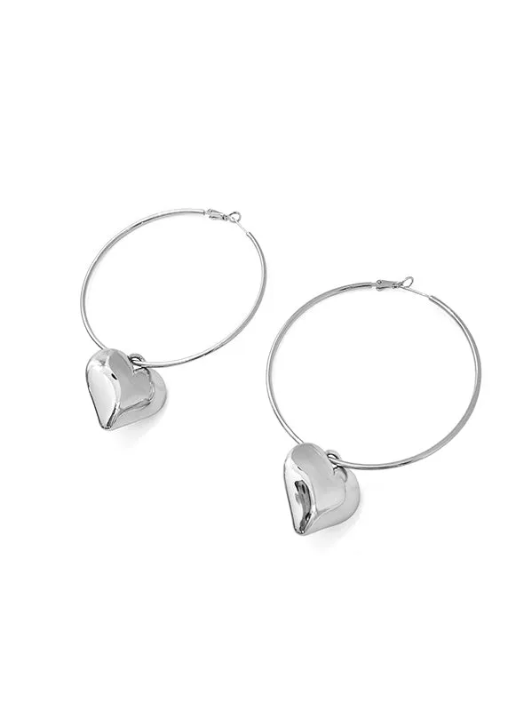 Big Circle Love Pendant Hoop Earrings