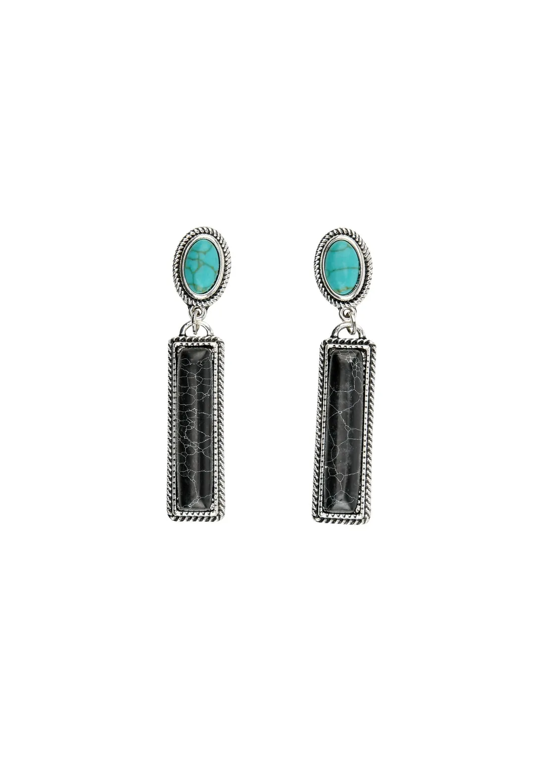 Black Bar Turquoise Earrings