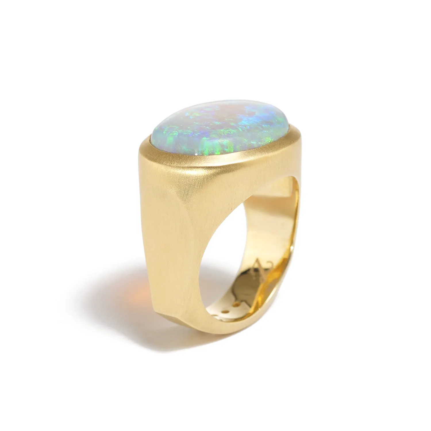 Black Crystal Opal & Gold Ring