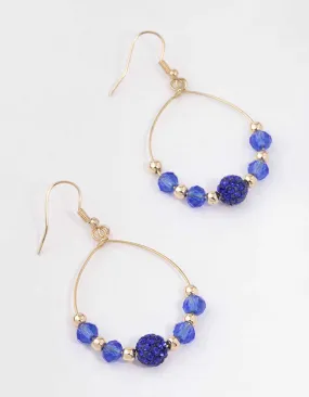 Blue Bead Fireball Teardrop Earrings