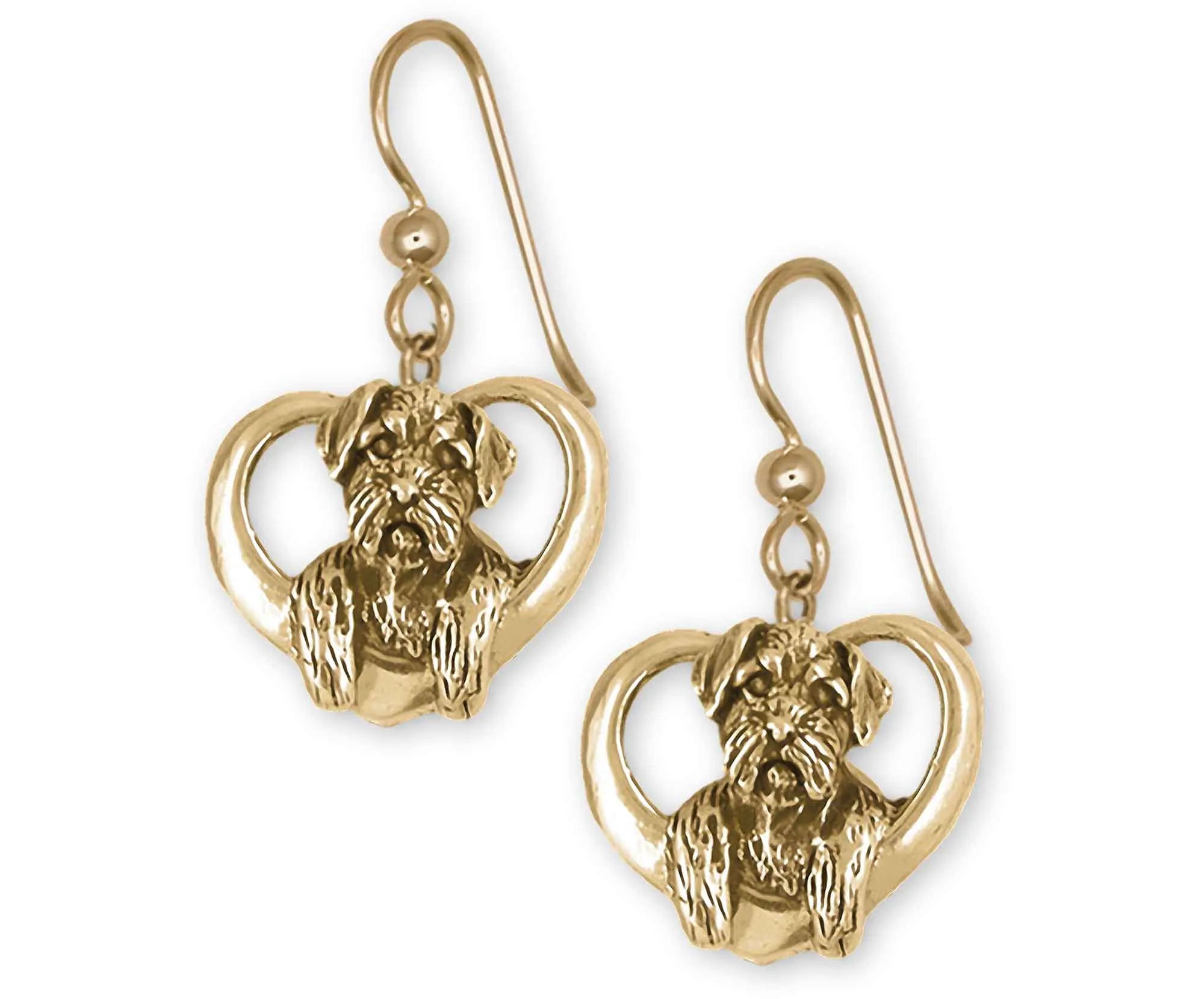 Border Terrier Jewelry 14k Yellow Gold Handmade Border Terrier Earrings  BDT2-EG