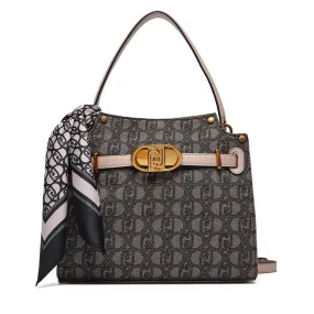 Borsa Donna a Mano LIU JO in Tessuto Jacquard Nero con Foulard