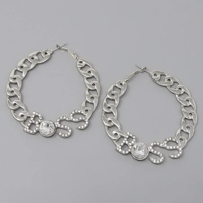 BOSS Curb Link Chain Hoop Earrings