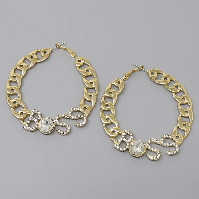 BOSS Curb Link Chain Hoop Earrings