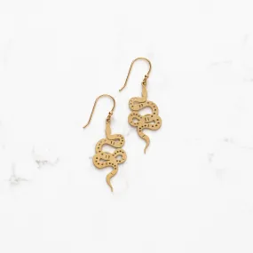 Brass Laser Cut Snake Dangle Earrings