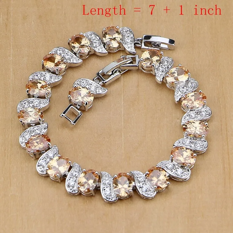 Bridal Jewelry Champagne Zircon Jewelry Sets For Women Earrings