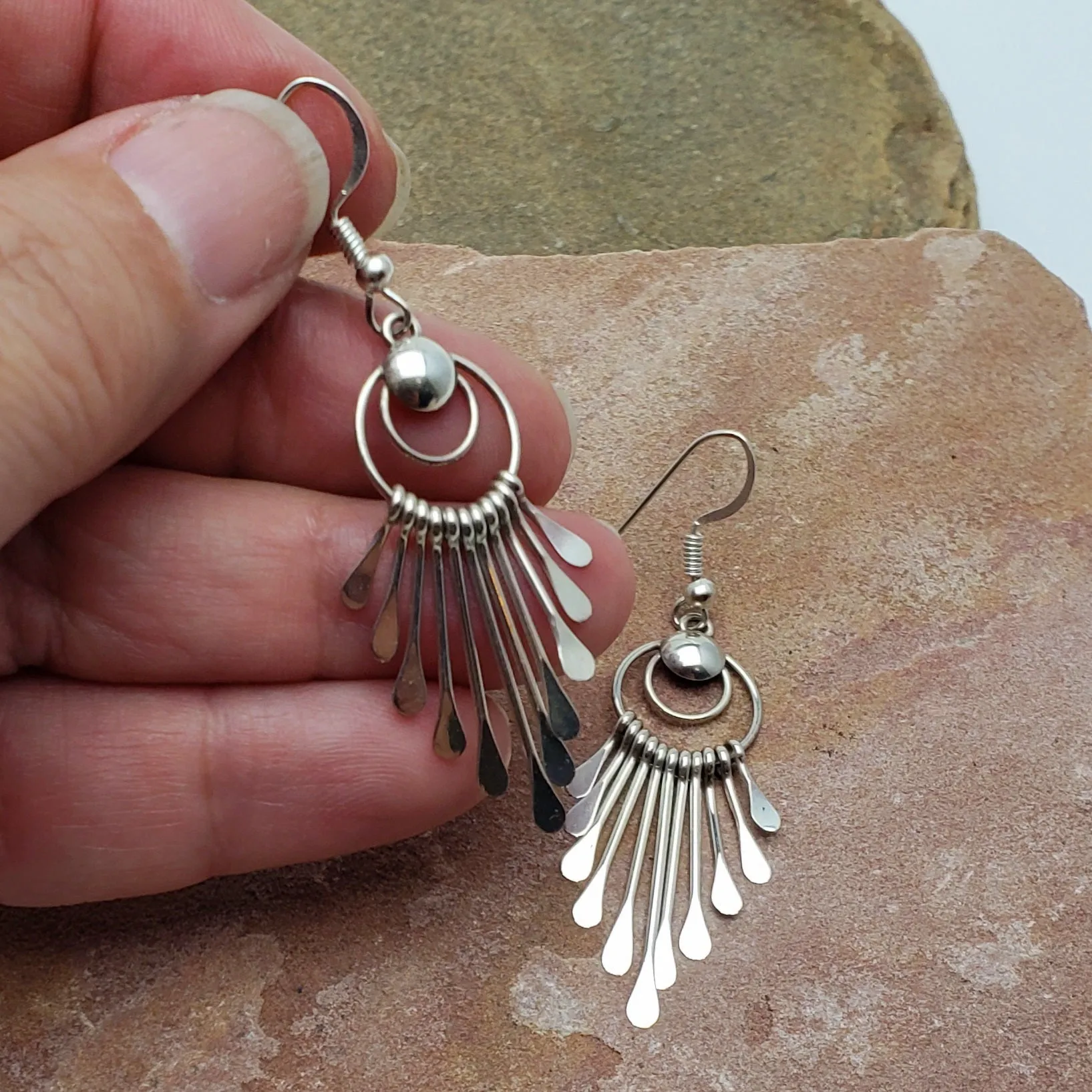 Bright & Shiny Silver Rainfall Dangle Earrings