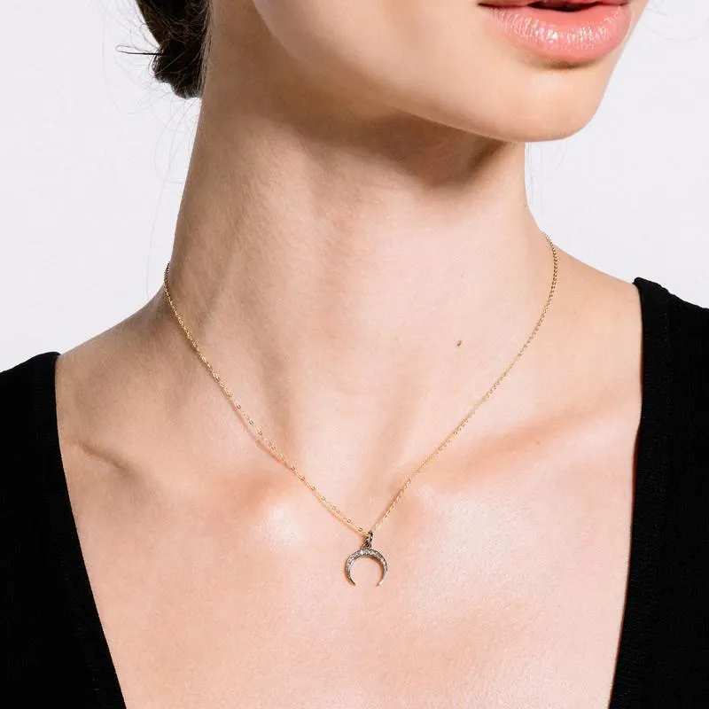 Brooklyn Diamond Upside Down Crescent Moon Necklace