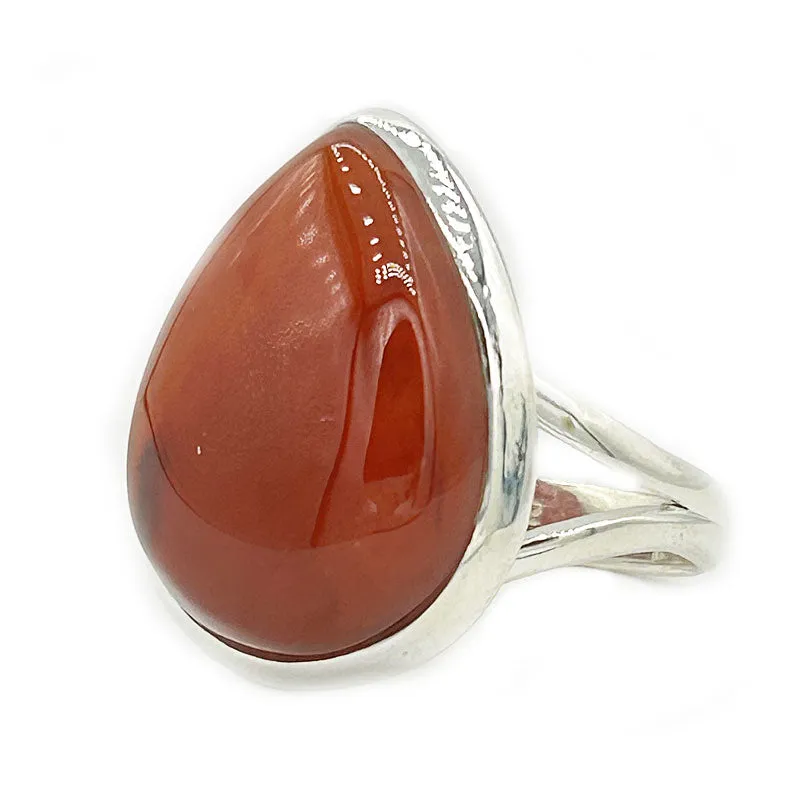 Bry Orange Carnelian Teardrop Ring