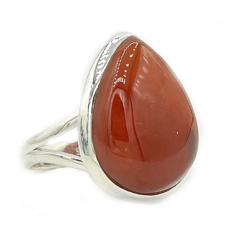 Bry Orange Carnelian Teardrop Ring