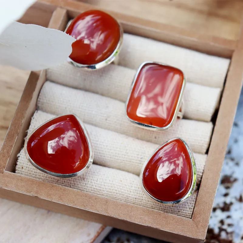 Bry Orange Carnelian Teardrop Ring