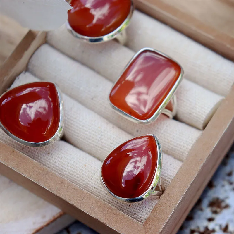 Bry Orange Carnelian Teardrop Ring