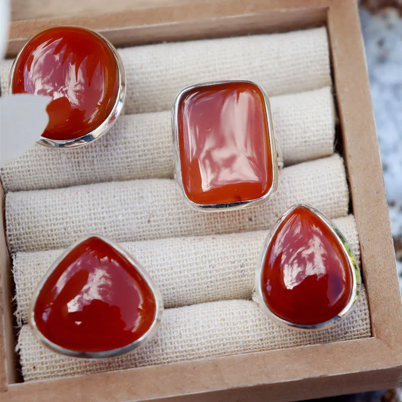 Bry Orange Carnelian Teardrop Ring